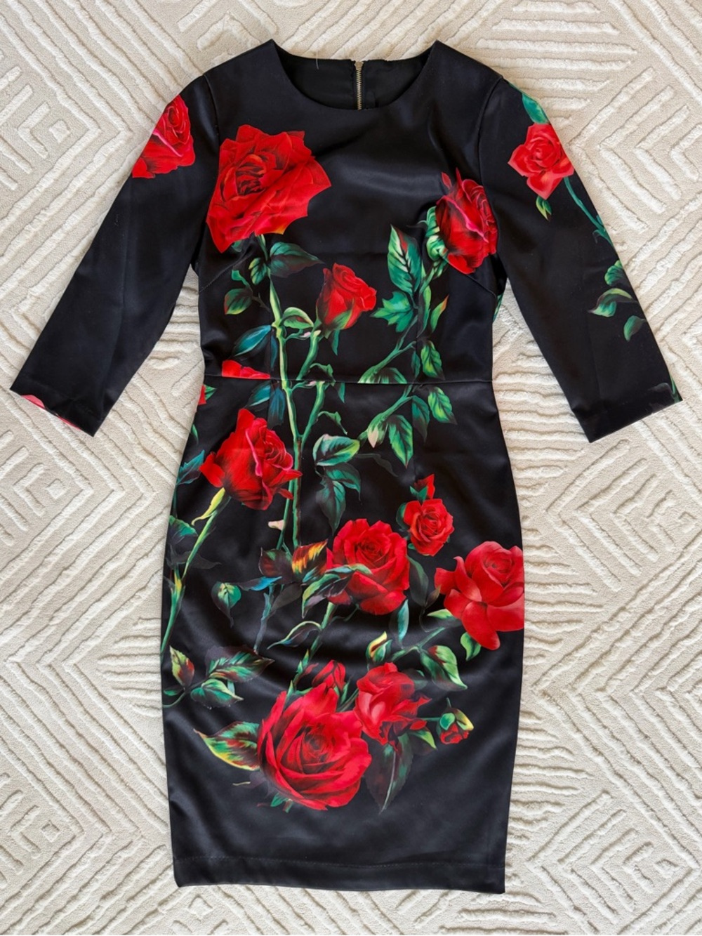 Black Sheath Dress Red Rose
Print Elegant Floral Midi - Designer Inspired - Picture 11 of 16